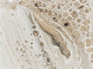 Liquid abstract acrylic painting. Mixed gold, whie, brown, black and beige paint. Liquid trendy background for wall, wallpapers, posters, cards, banners, invitations, websites, prints