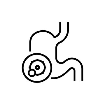 recommend clip art: Viral diseases stomach icon. Intestinal flu vector illustration. Editable stroke.