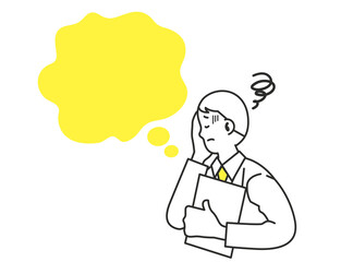 頭を抱える男性 コピースペース 吹き出し