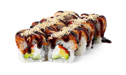Japanese Cuisine Sushi Roll on a white background