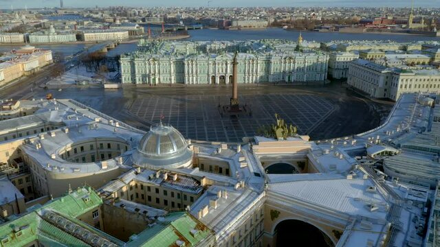beautiful architecture of the city of St. Petersburg, the historic building of the Hermitage in the spring