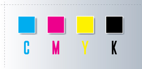 CMYK colors concept. Provider of printer ink and toner, letterpress printers. CMYK design. CMYK background vector illustration. CMYK colors concept. Provider of printer ink and toner