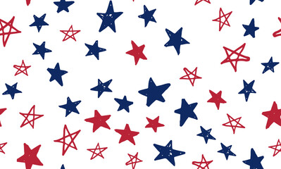 Stars grunge. Independence Day USA. Presidents day. Hand drawn illustration.	
