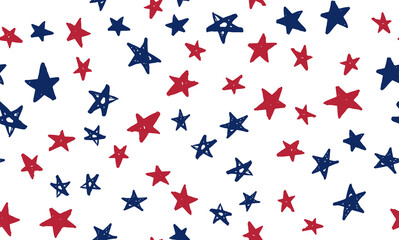 Stars grunge. Independence Day USA. Presidents day. Hand drawn illustration.	

