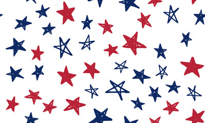 Stars grunge. Independence Day USA. Presidents day. Hand drawn illustration.	
