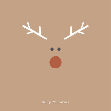 Xmas deer head vector illustration. Festal party animal fawn abstract portrait card. Boho Christmas geometric graphic design