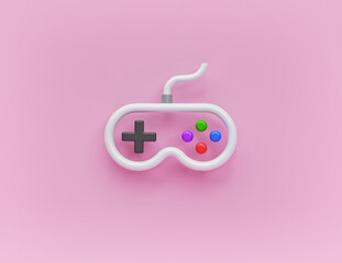 Fototapeta premium minimal Gamepad or Game controller Icon isolated on pastel pink background. 3d rendering