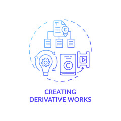 Creating derivative works concept icon. Exclusive author right idea thin line illustration. Producing updated versions, revised editions. Spin-offs, sequels. Vector isolated outline RGB color drawing