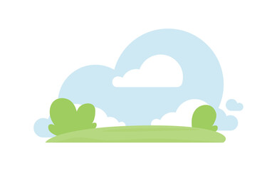 Fototapeta premium Vector flat summer landscape icon with green field