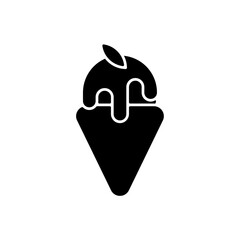 Gelato black glyph icon. Frozen custard. Cooling pistachio treat for summer days. Italian origin. Milk and cream mixture. Dairy dessert. Silhouette symbol on white space. Vector isolated illustration