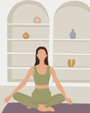 Yogi girl meditates in a beautiful room