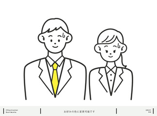 困惑する男性と女性 セット 