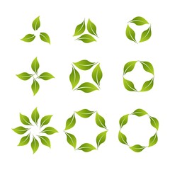 green leaf icons design template vector