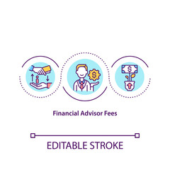 Financial advisor fees concept icon. Earning money from planning clients spendings. Finance controlling idea thin line illustration. Vector isolated outline RGB color drawing. Editable stroke