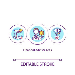 Obraz premium Financial advisor fees concept icon. Earning money from planning clients spendings. Finance controlling idea thin line illustration. Vector isolated outline RGB color drawing. Editable stroke