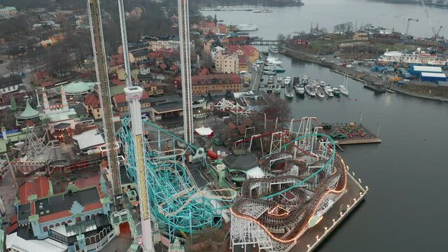 Empty amusement park tivoli Grona Lund in Stockhol during Coronaviurs Covid9 