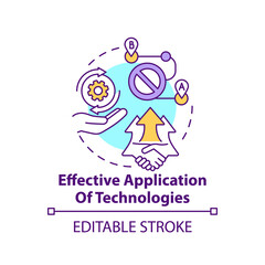 Effective application of technologies concept icon. Digitalization for services improvement. Digital inclusion idea thin line illustration. Vector isolated outline RGB color drawing. Editable stroke