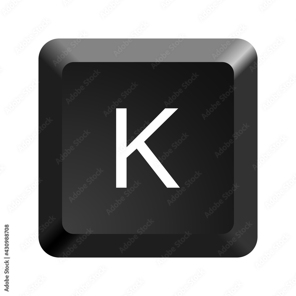 Fototapete black computer keyboard key letter k. button icon vector illustration.