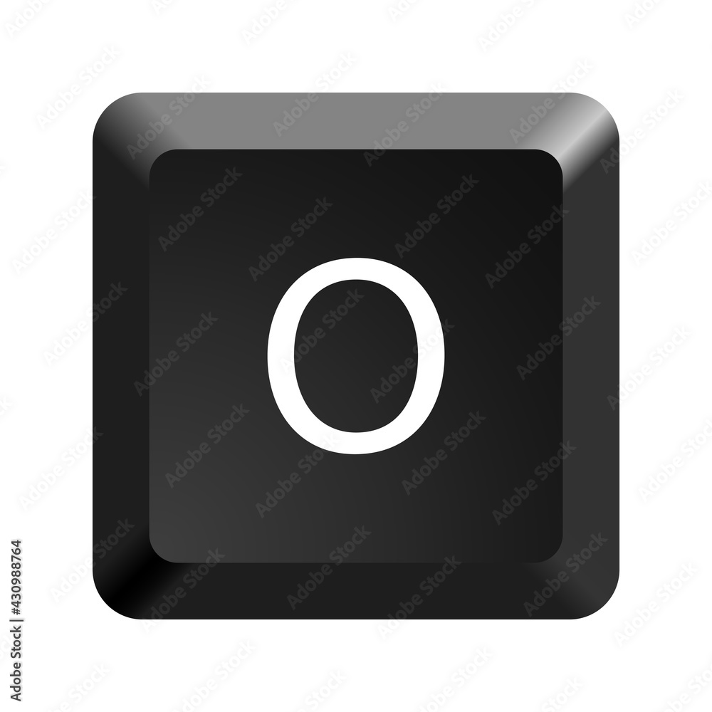 Fototapete Black computer keyboard key Letter O. Button icon vector illustration. 