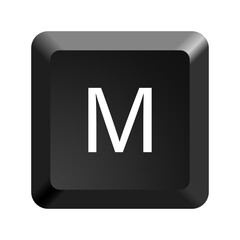 Black computer keyboard key Letter M. Button icon vector illustration. 