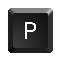 Black computer keyboard key Letter P. Button icon vector illustration. 