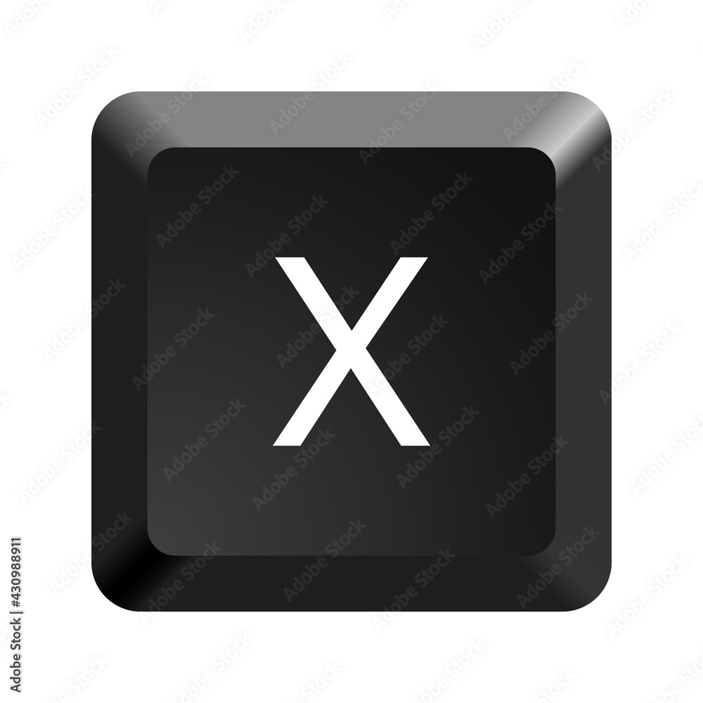 Fototapete black computer keyboard key letter x. button icon vector illustration.