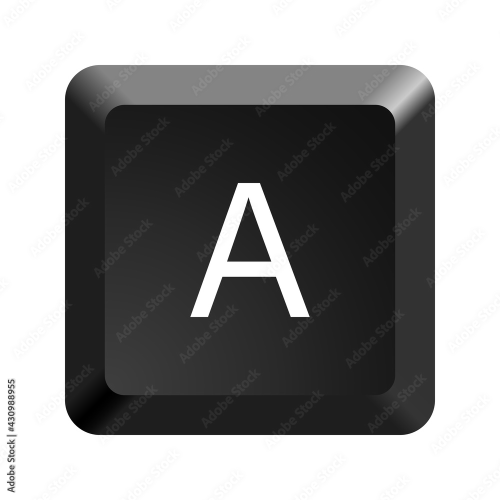 Fototapete black computer keyboard key letter a. button icon vector illustration.