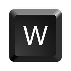 Black computer keyboard key Letter W. Button icon vector illustration. 