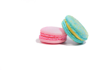 Sweet macaroons isolated on white background with clipping path.