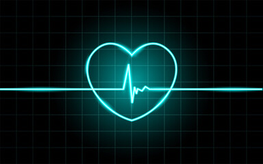 Neon glowing lines, Heartbeat concept, Lifeline background design