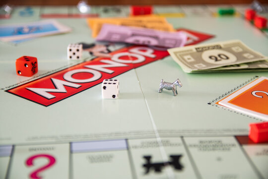 Close up o a Monopoly board