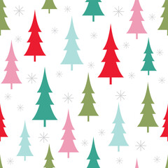 colorful christmas tree seamless pattern design