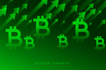 bitcoin growth graph with upward green arrows