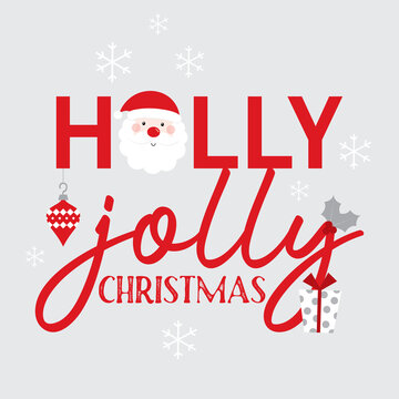 holly jolly christmas greeting card