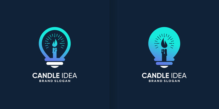 Candle idea logo template with creative abstract concept Premium Vector