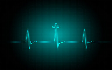 Neon glowing lines, Heartbeat concept, Lifeline background design