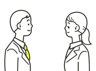 男性と女性 顔を向き合わせる 素材 