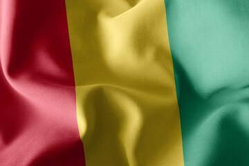 Fototapeta premium 3D rendering illustration closeup flag of Guinea. Waving on the
