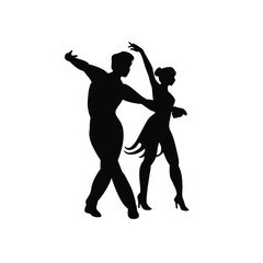 Fototapeta na wymiar Silhouette of a dancing pair sporting latin classical dances. Vector icon