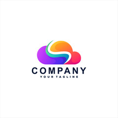 cloud gradient color logo design