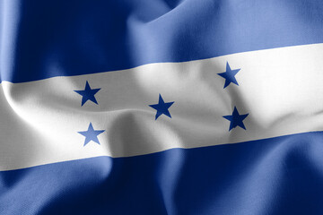 3D rendering illustration closeup flag of Honduras. Waving on th