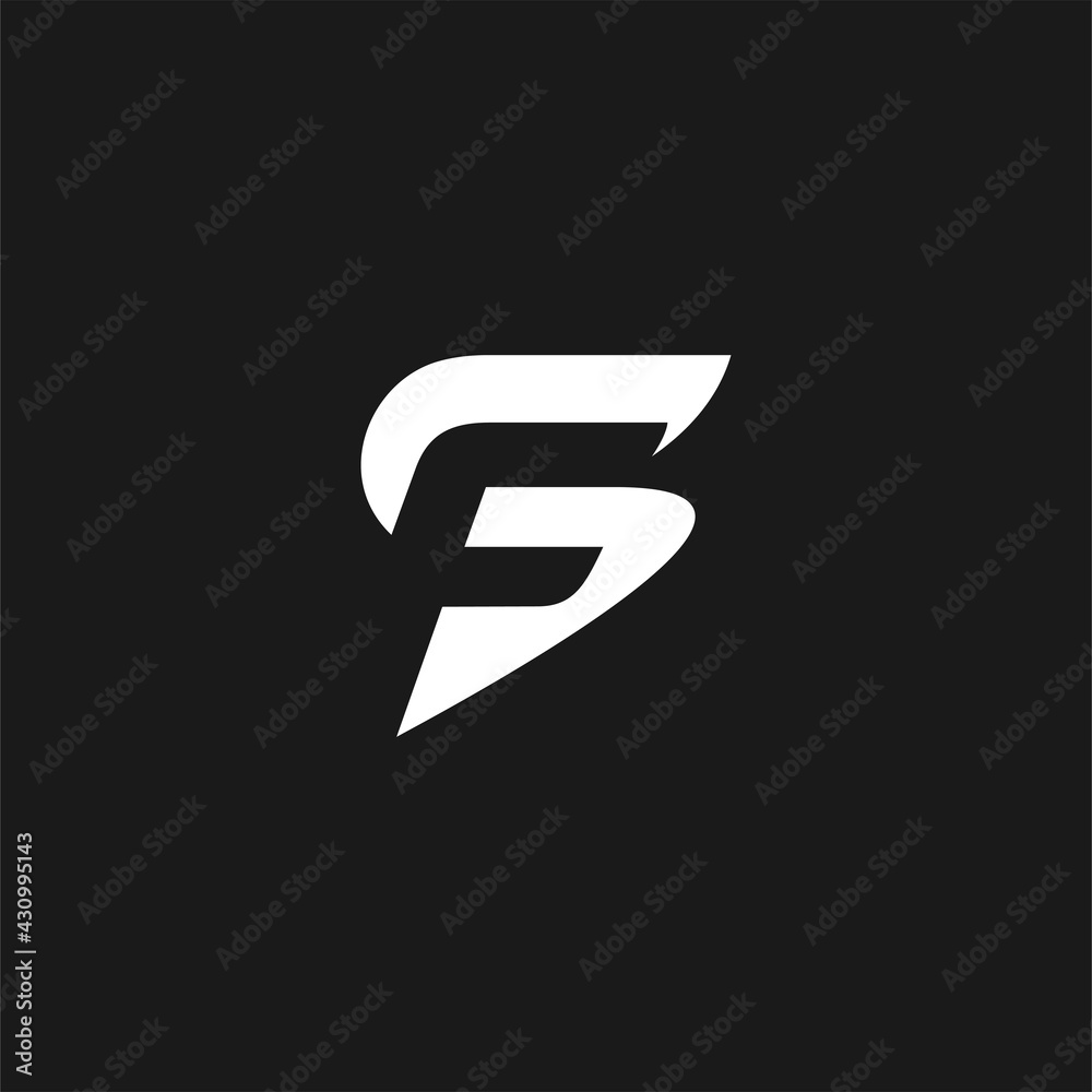 Poster initial letter s and f combination with negative space style concept logo design isolated on black b