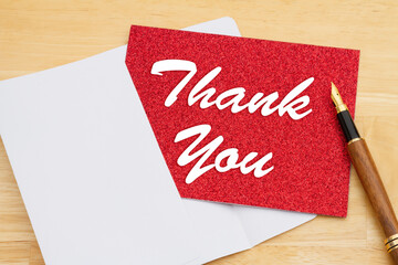 Thank you red glitter greeting card