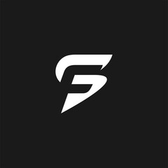 Initial Letter S and F Combination with Negative Space Style Concept Logo Design Isolated on Black Background.