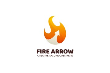 Fire Flame Arrow Gradient Logo Template