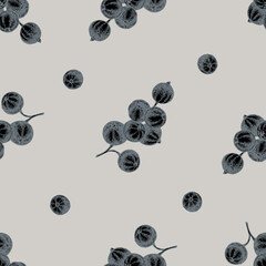 Seamless pattern with hand drawn stylized red currant
