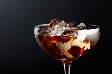 Iced coffee with natural ice and cream.