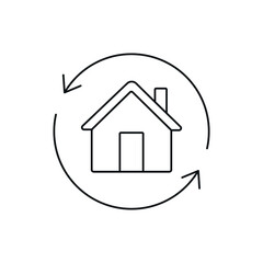 Constant change of residence linear icon. Real estate. Thin line customizable illustration. Contour symbol. Vector isolated outline drawing. Editable stroke