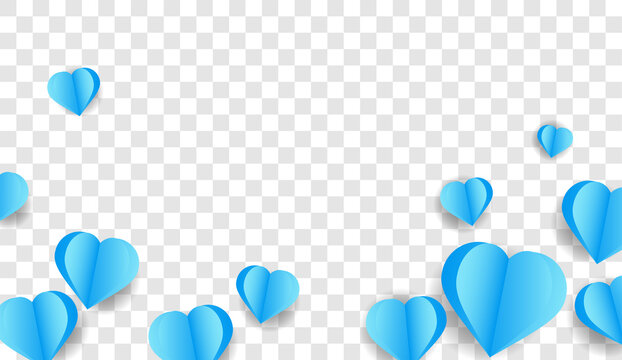 Paper Elements In The Shape Of A Heart Flying On A Png Background. Hearts For Father's Day.