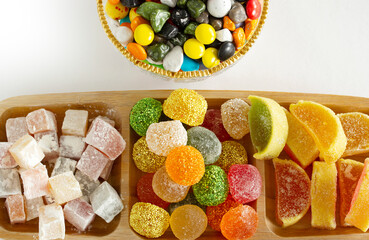 Various Turkish Delight. Chocolate candies.